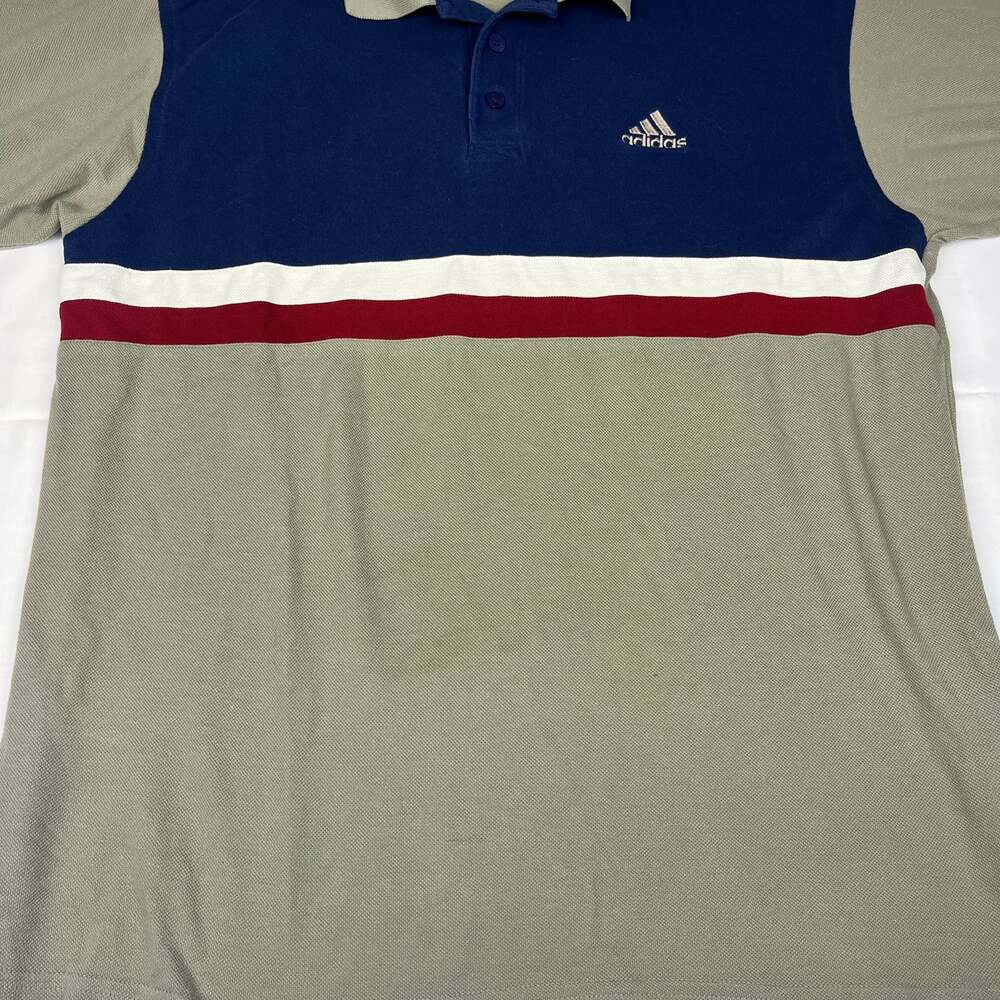 ADIDAS CLIMACOOL PALM AIRE MEN'S GOLF POLO SHIRT GRAY BLUE PIN XL USED POLYESTER